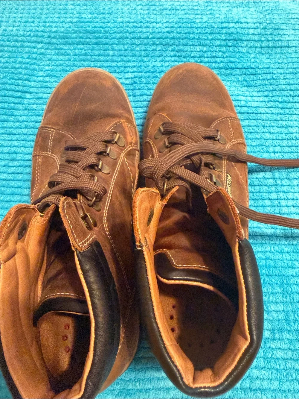 Men's Mephisto Size 9 Brown Leather Lace up Boots Hydro Protect Slacker Leather